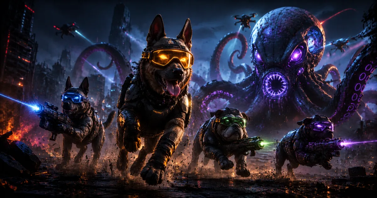 Octopus Panic Unleashes Gravhounds SciFi Action Builder Featuring Brave Canines