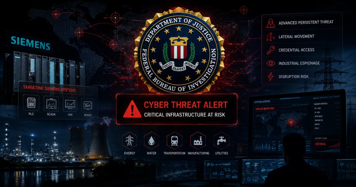 FBI Alerts Critical Infrastructure Operators to Advanced Cyber Threats Targeting Siemens Systems